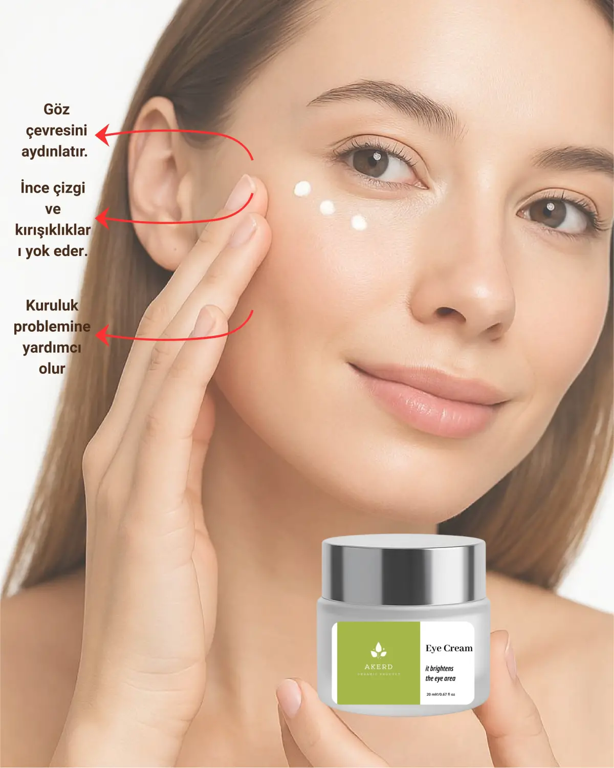 AKERD COSMETİCS Göz Kremi Aydınlatma Besleme Nemlendirici ve Canlandırıcı Kırışıklık Yaşlanmaya Karş