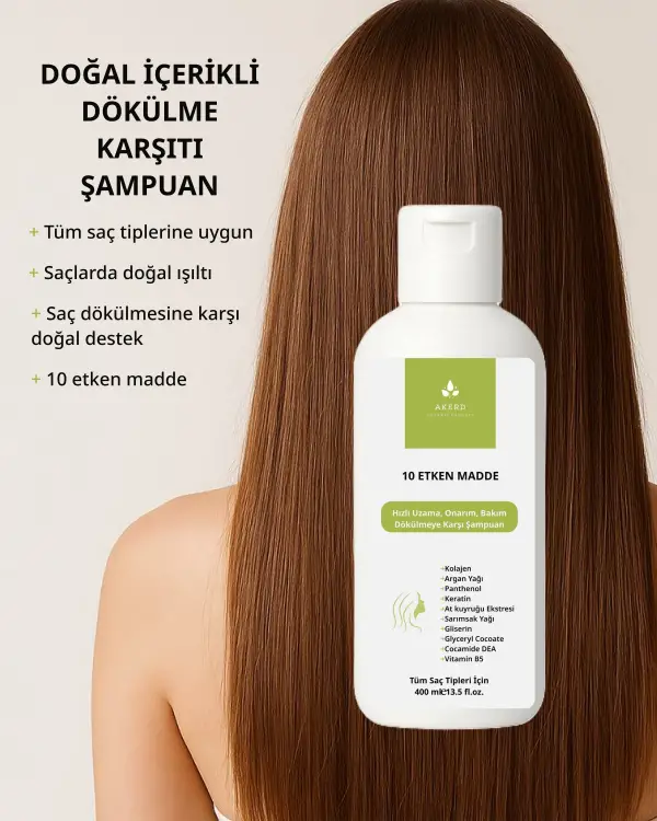 AKERD COSMETİCS Şampuan Doğal İçerikli Dökülme Karşıtı Besleyici
