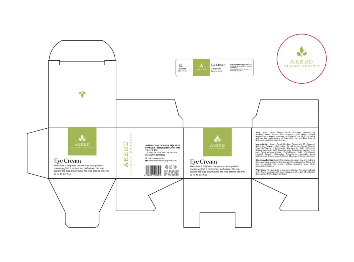 AKERD COSMETİCS Göz Kremi Aydınlatma Besleme Nemlendirici ve Canlandırıcı Kırışıklık Yaşlanmaya Karş