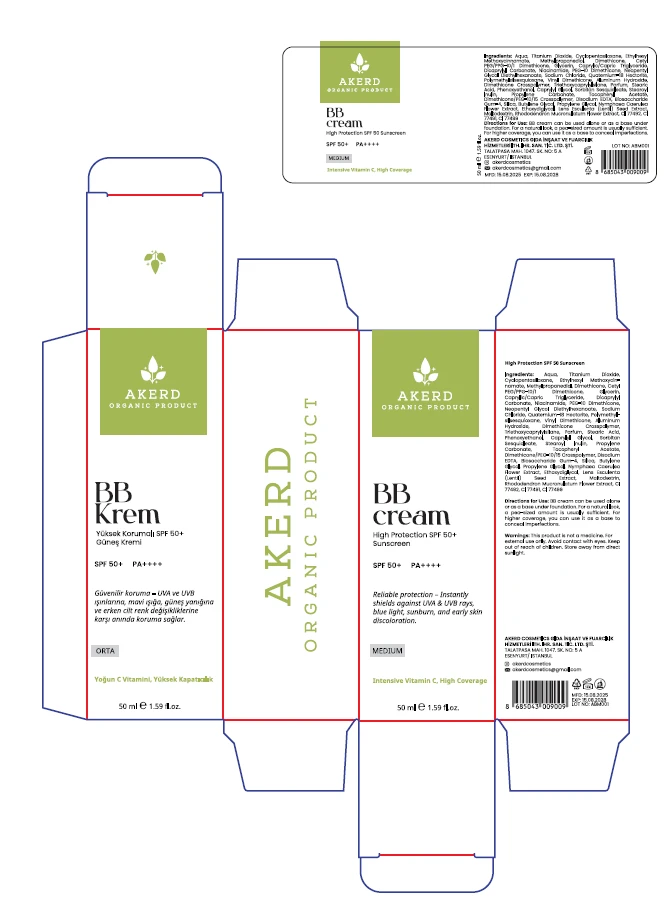 AKERD COSMETİCS BB Krem spf 50 Yüksek Korumalı Akne Leke İzleri Kararma Beyazlatıcı