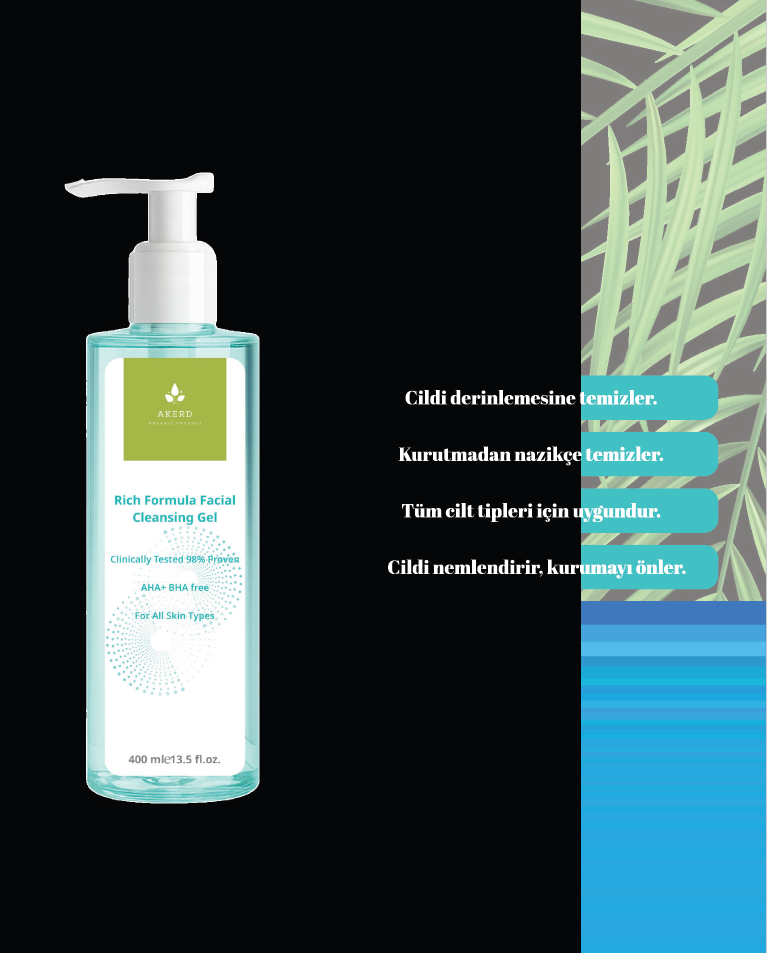 AKERD COSMETİCS JEL Yüz Yıkama Jeli Temizleme Ferahlatıcı Ciltler için