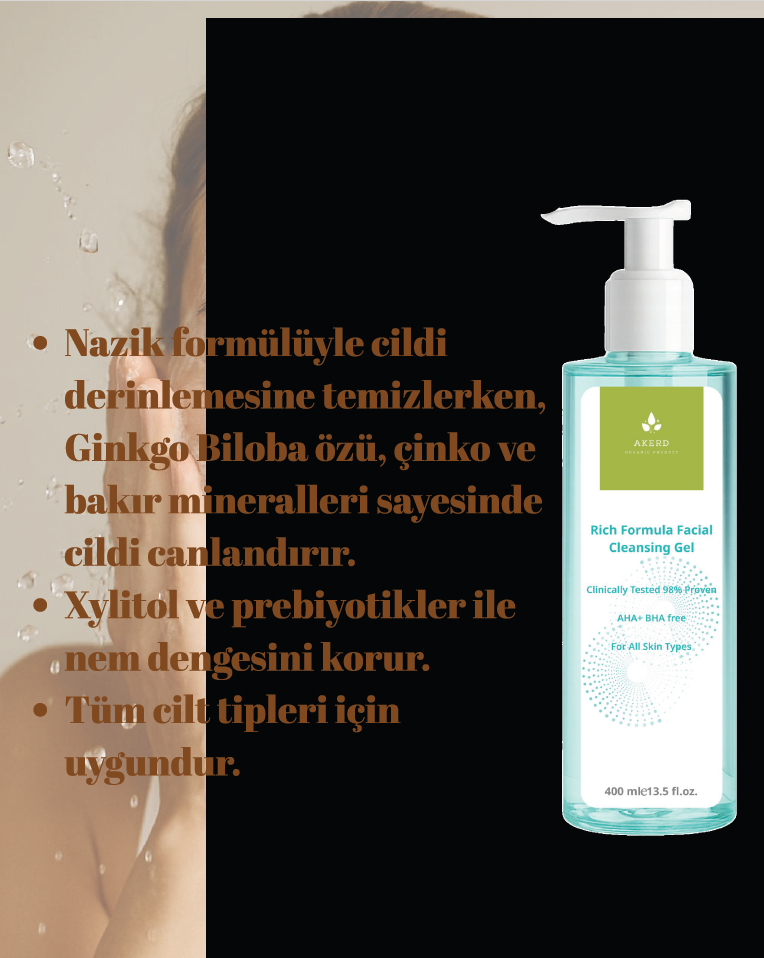 AKERD COSMETİCS JEL Yüz Yıkama Jeli Temizleme Ferahlatıcı Ciltler için