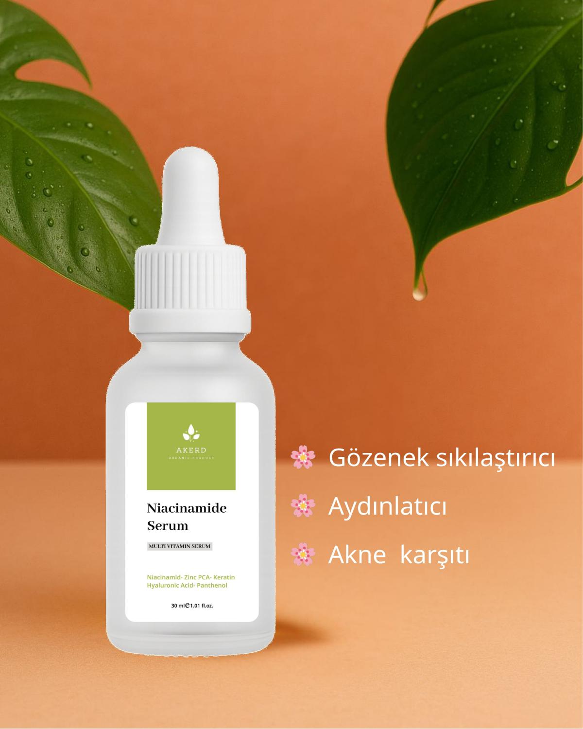 AKERD COSMETİCS Serum Aydınlatıcı Gözenek Sıklaştırıcı Aydınlatıcı Akne Karşıtı Serum